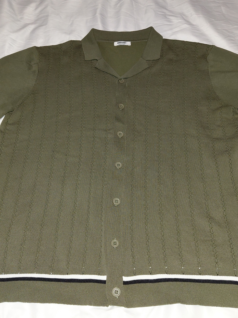 Coofandy Olive Green Knit Polo Shirt